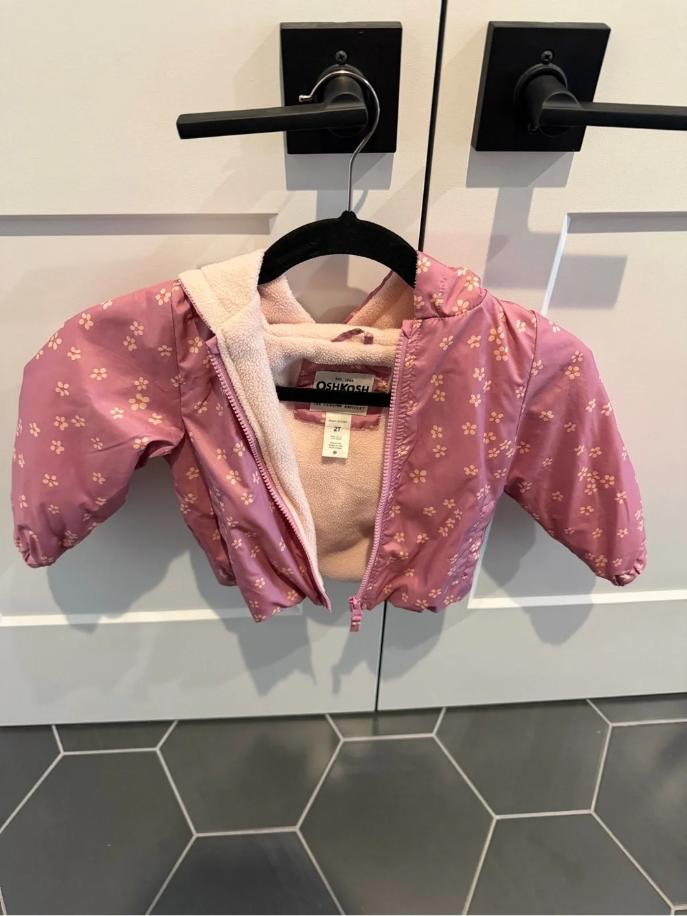 OshKosh B'gosh Pink Floral Hooded Light Fleece Jacket